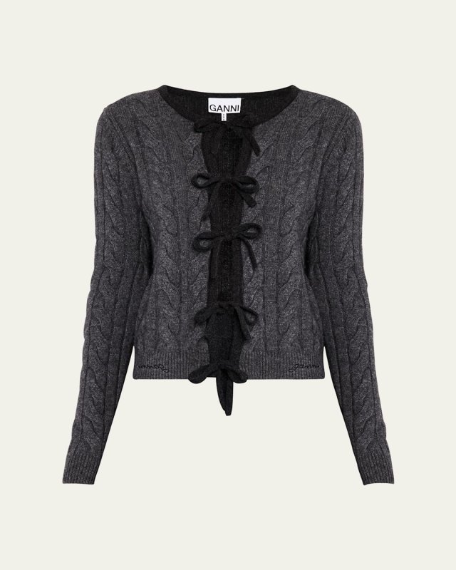 Cashmere Mix Tie-Front Cardigan